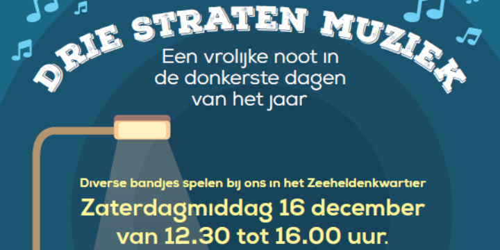 Drie straten muziek in het Zeeheldenkwartier op 16 december 2023